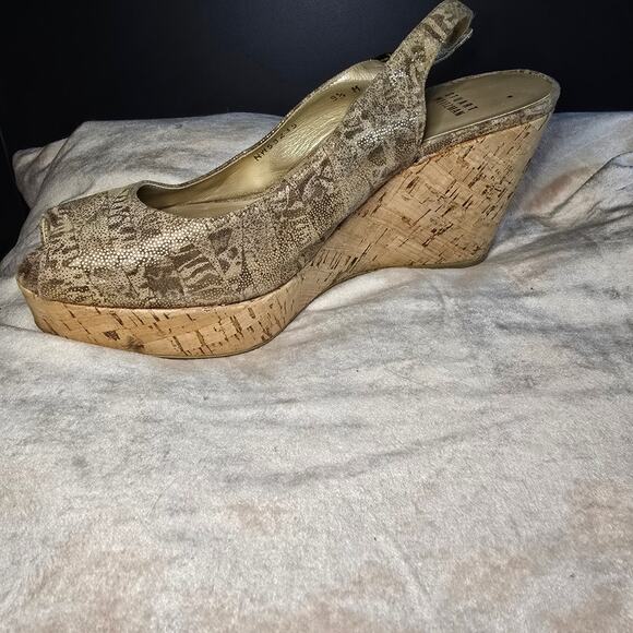 Stuart Weitzman cork sling back wedge 9.5 - Picture 13 of 14